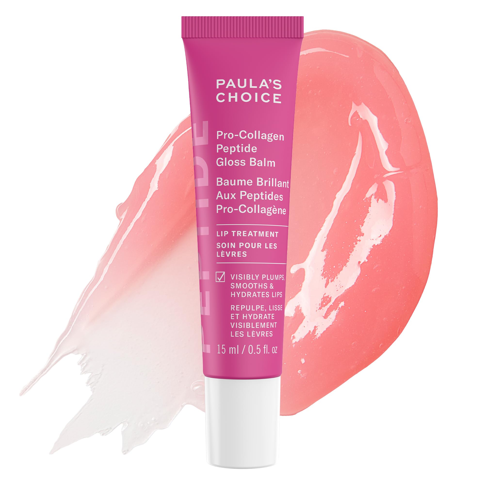 Bálsamo Paula’s Choice Pro-Collagen Peptide Gloss Lip Balm en bote para hidratación y brillo.