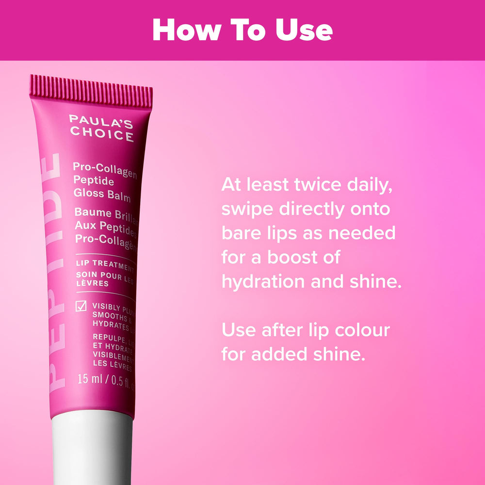 Textura brillante del Pro-Collagen Peptide Gloss Lip Balm en primer plano.