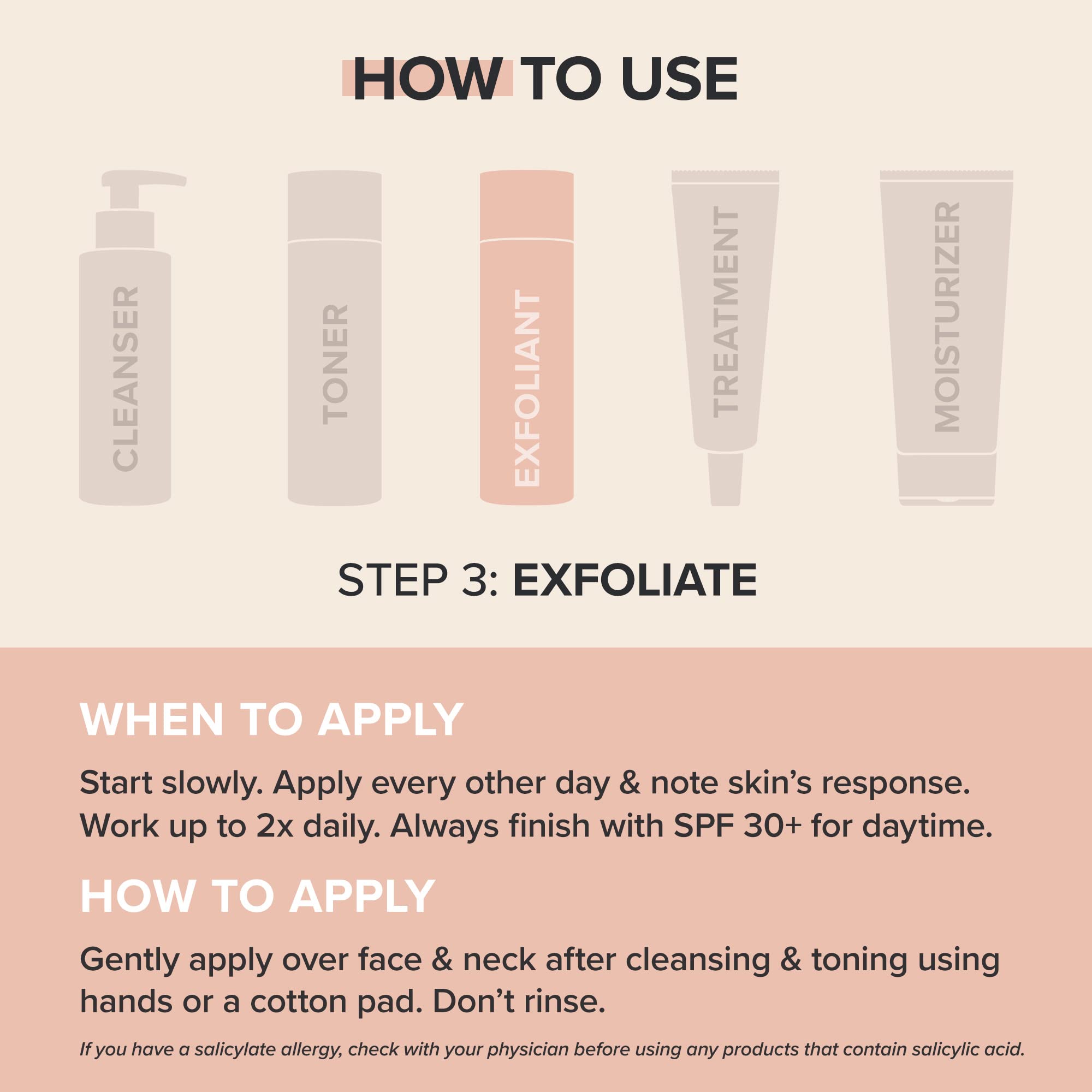 Textura líquida del exfoliante BHA para piel grasa