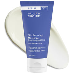Paula's Choice RESIST Restoring Crema SPF50 en frasco, hidratación profunda para piel seca.