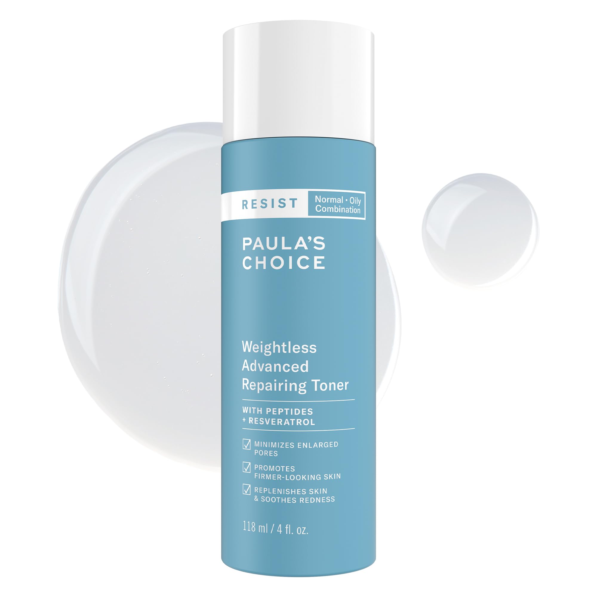 Paula's Choice Resist tonique visage: flacon, application douce et hydratation légère.