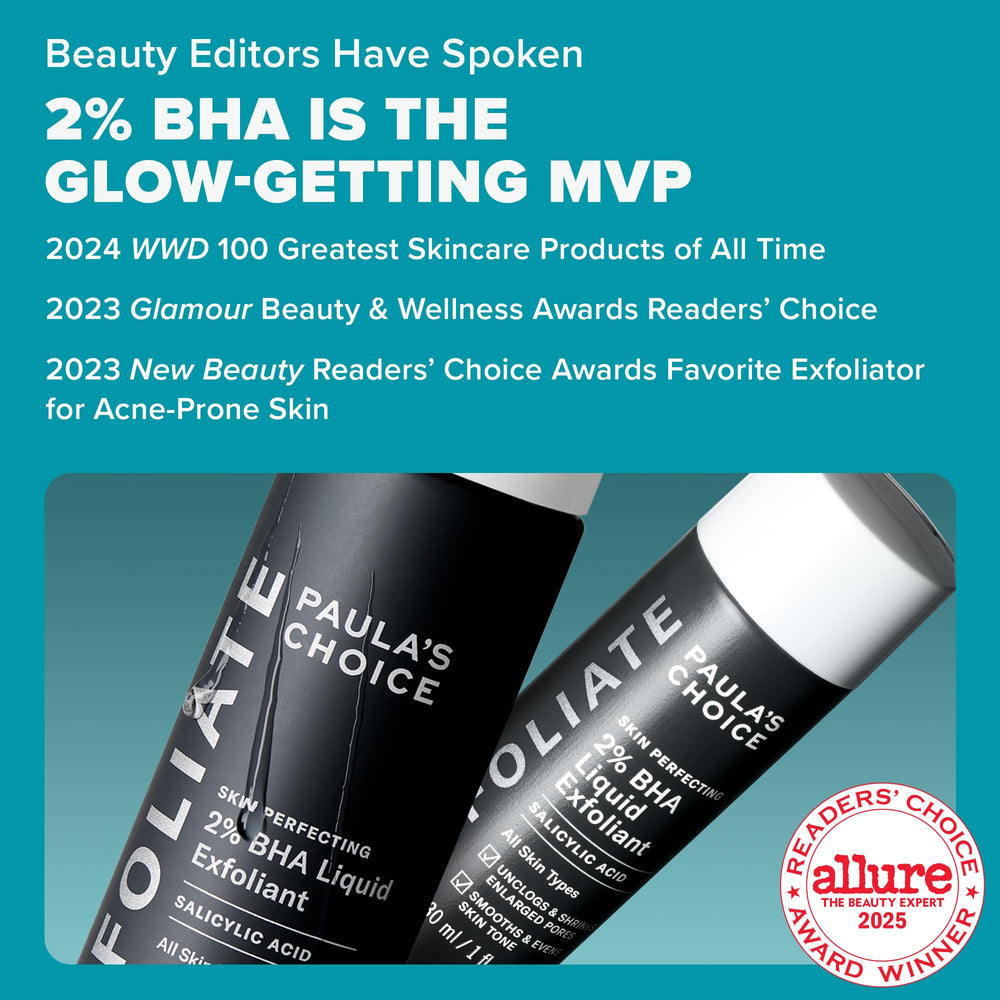 Paula's Choice Skin Perfecting 2% BHA, textura suave y apta para uso diario sin fragancia.