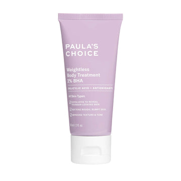 Paula's Choice Weightless Body Treatment bottle front, fragrance-free for KP-prone skin