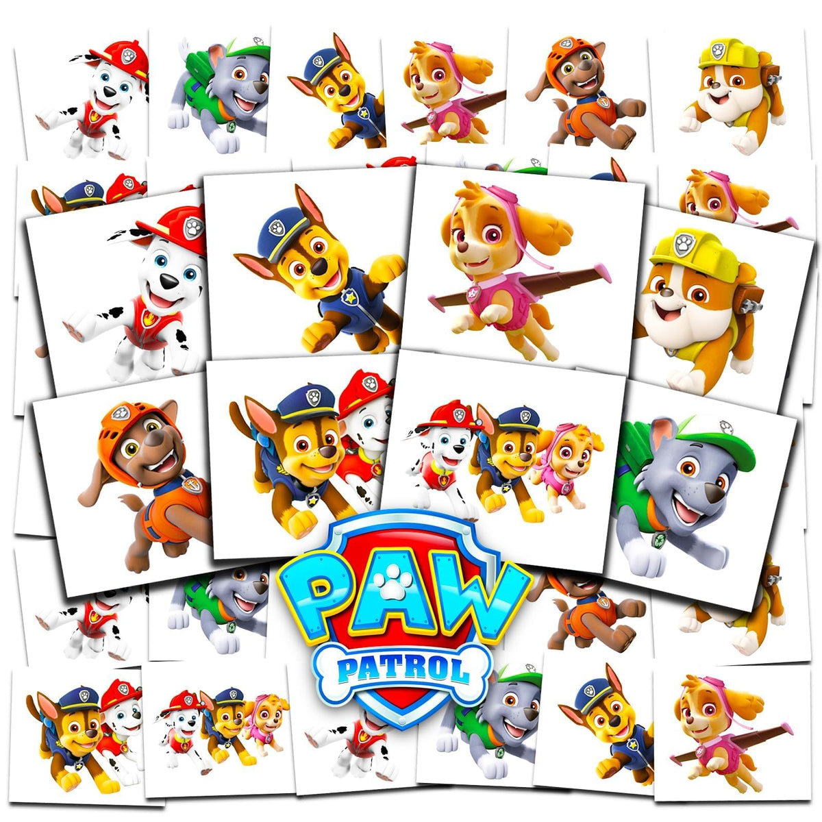 Paw Patrol tatuajes para fiestas con 70 diseños perforados para regalos.