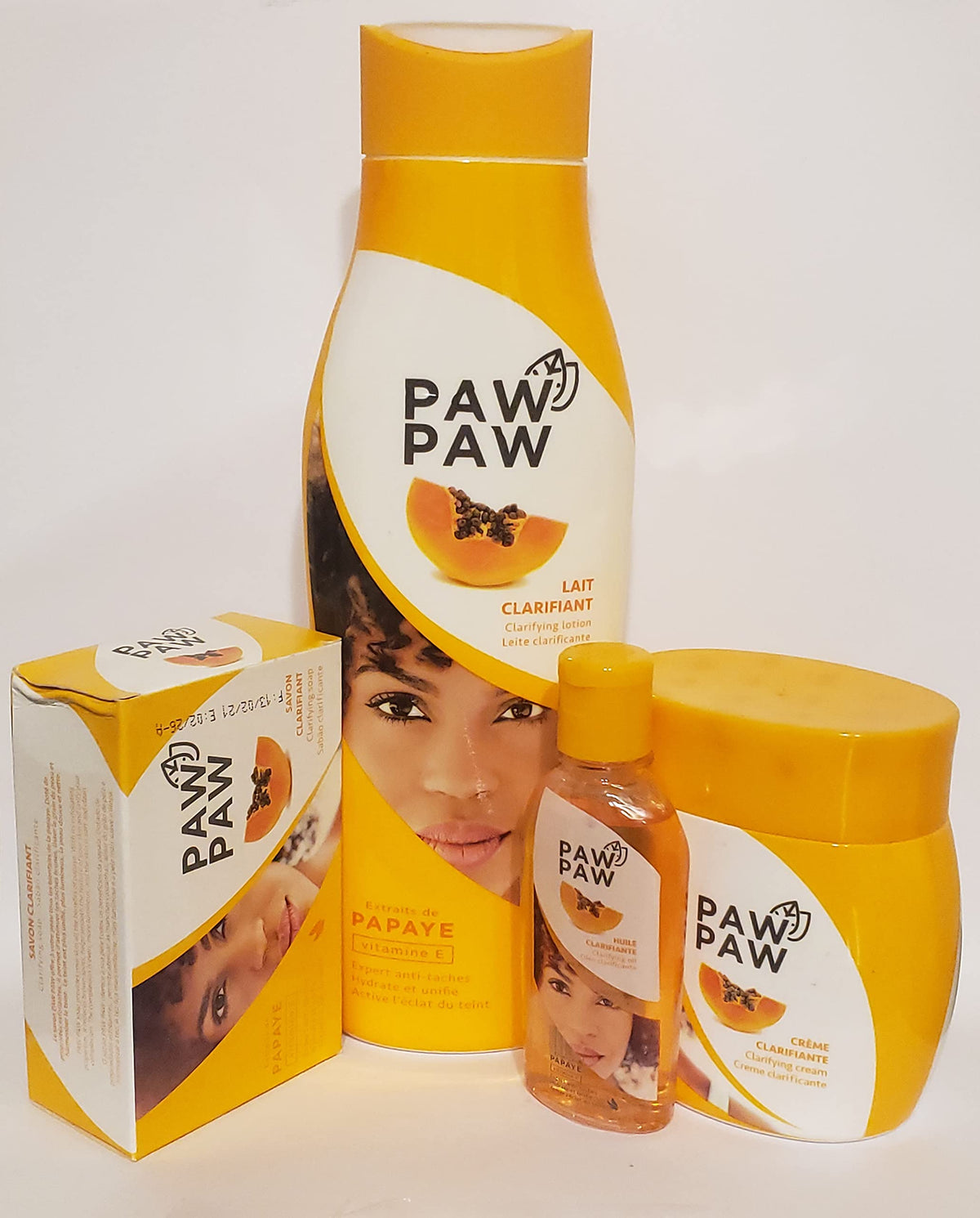 Paw Paw conjunto corporal clarificante de 4 piezas con empaque higiénico para uso diario