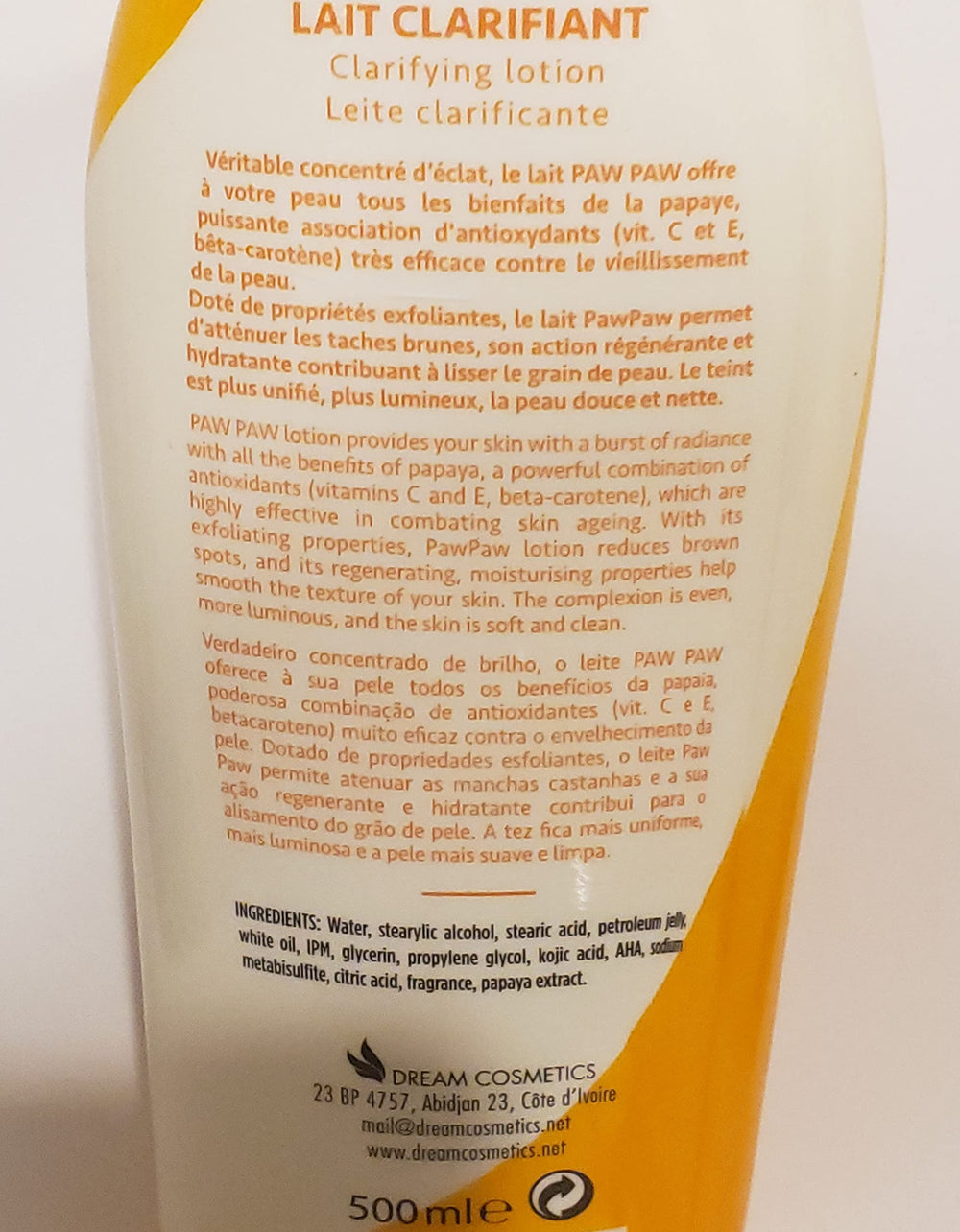 Paw Paw conjunto corporal clarificante, textura suave para cuidado diario de la piel