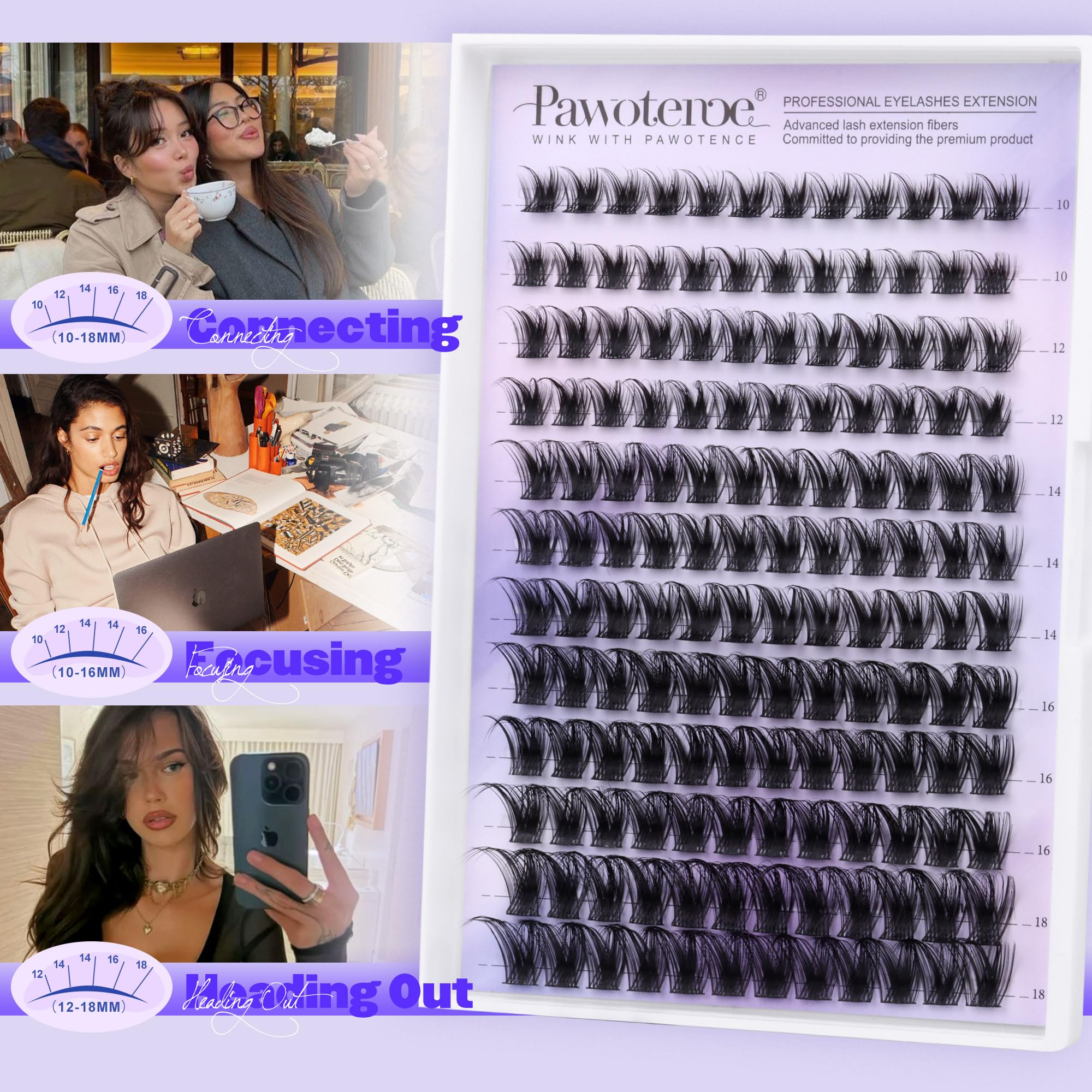 Pawotence Kira Lash Clusters, aspecto nocturno con glamour