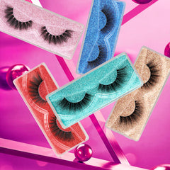 pawotence pestañas glitter estuches 10 pares: portabilidad con cajas brillantes para viaje