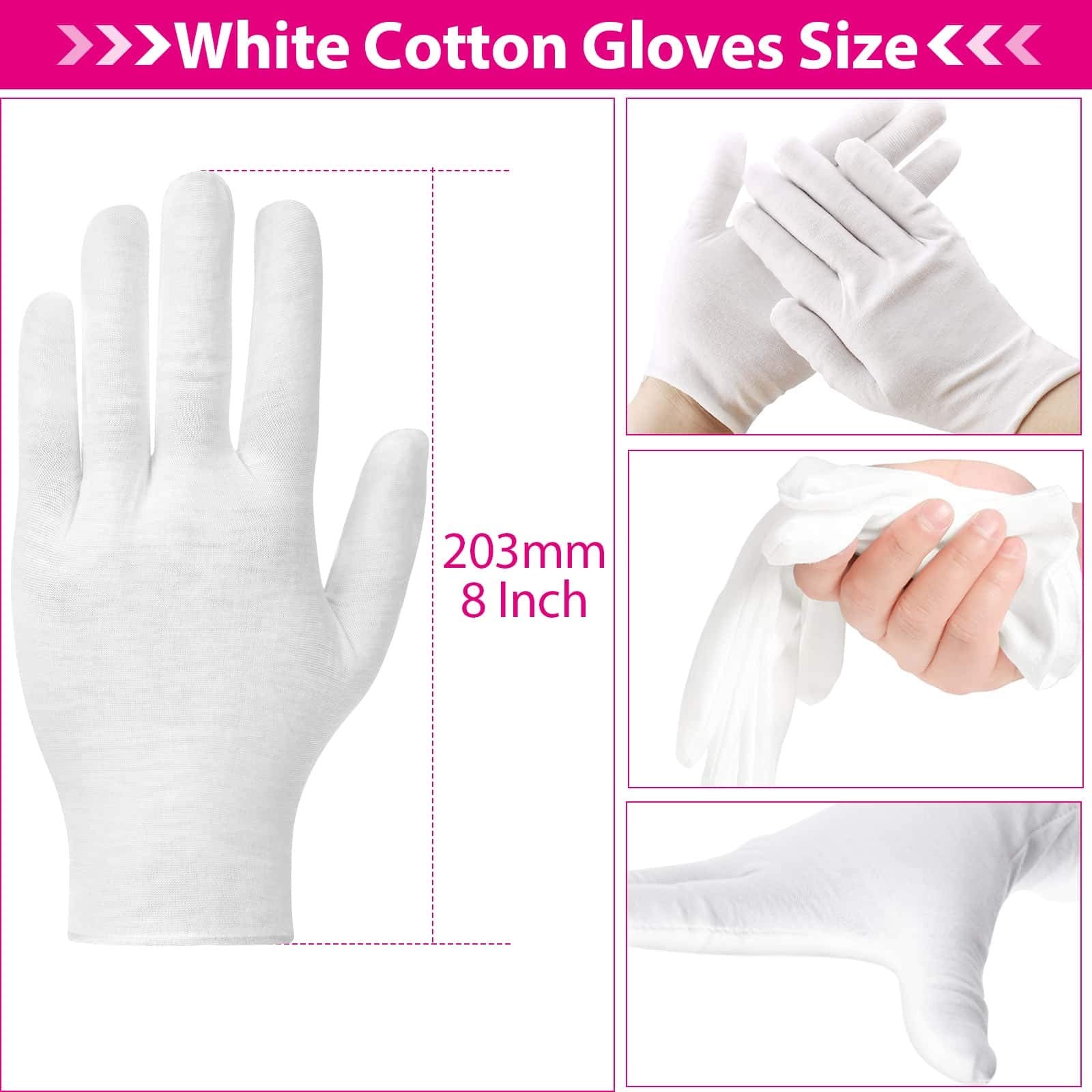 Guantes Paxcoo para inspección de joyería, evitando huellas en superficies delicadas.