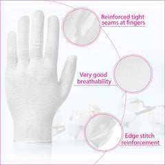 Guantes Paxcoo de algodón blancos, lavables y reutilizables para cuidado de manos.