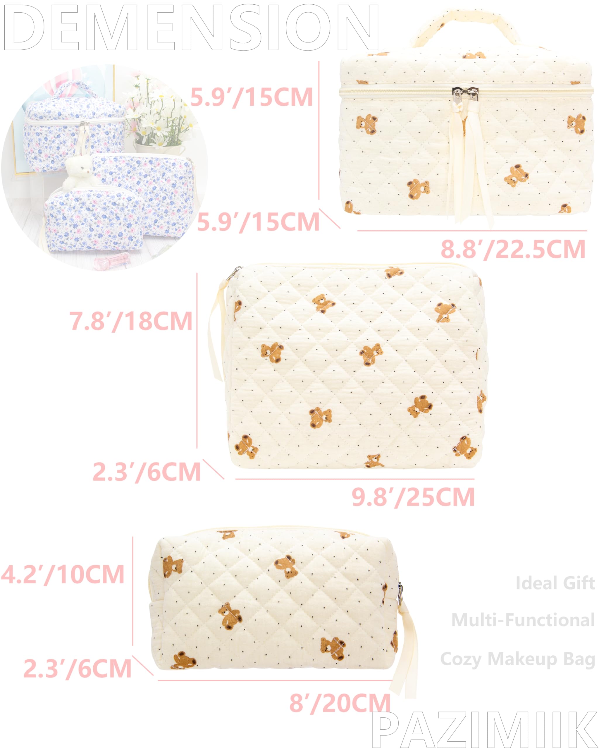 PAZIMIIK bolsa maquillaje con bolsillo de malla para brochas y labiales