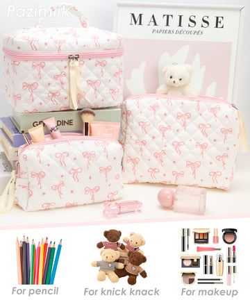 PAZIMIIK set de tres bolsos de maquillaje para viaje.