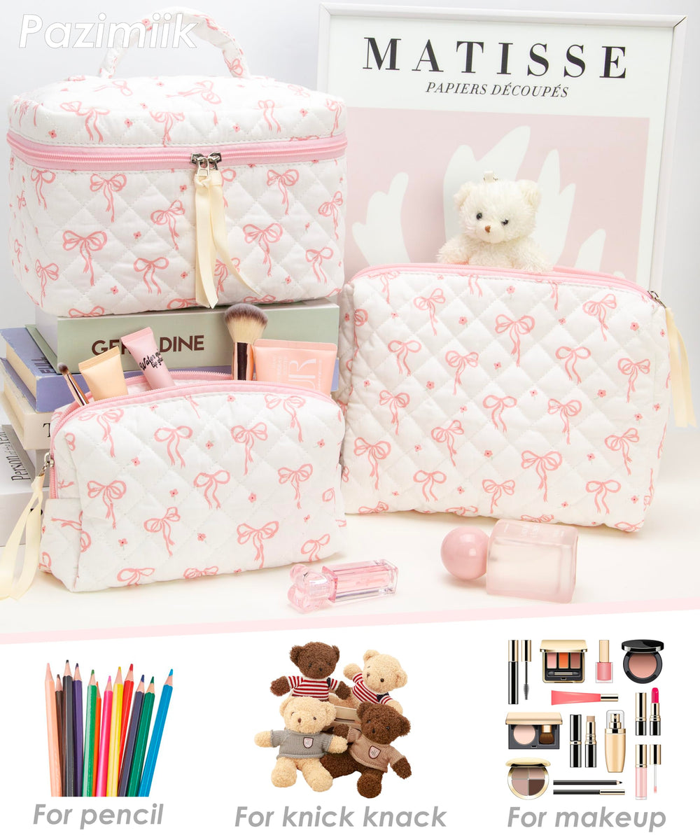PAZIMIIK set de tres bolsos de maquillaje para viaje.