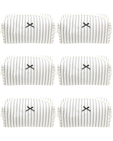 PAZIMIIK bolsa de maquillaje 6 piezas con diseño rayas negras, ideal para viaje organizado.