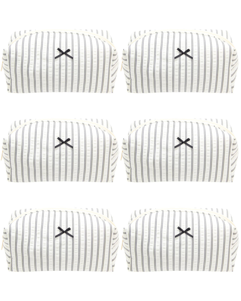 PAZIMIIK bolsa de maquillaje 6 piezas con diseño rayas negras, ideal para viaje organizado.
