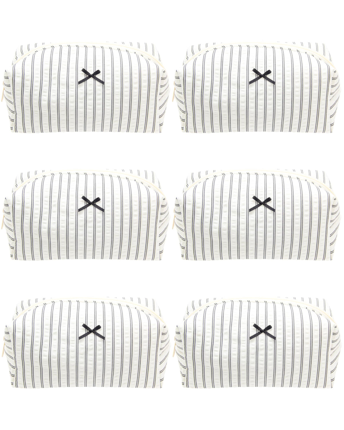 PAZIMIIK bolsa de maquillaje 6 piezas con diseño rayas negras, ideal para viaje organizado.