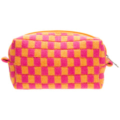 PAZIMIIK bolsa de maquillaje a cuadros, vista frontal, ideal para viaje