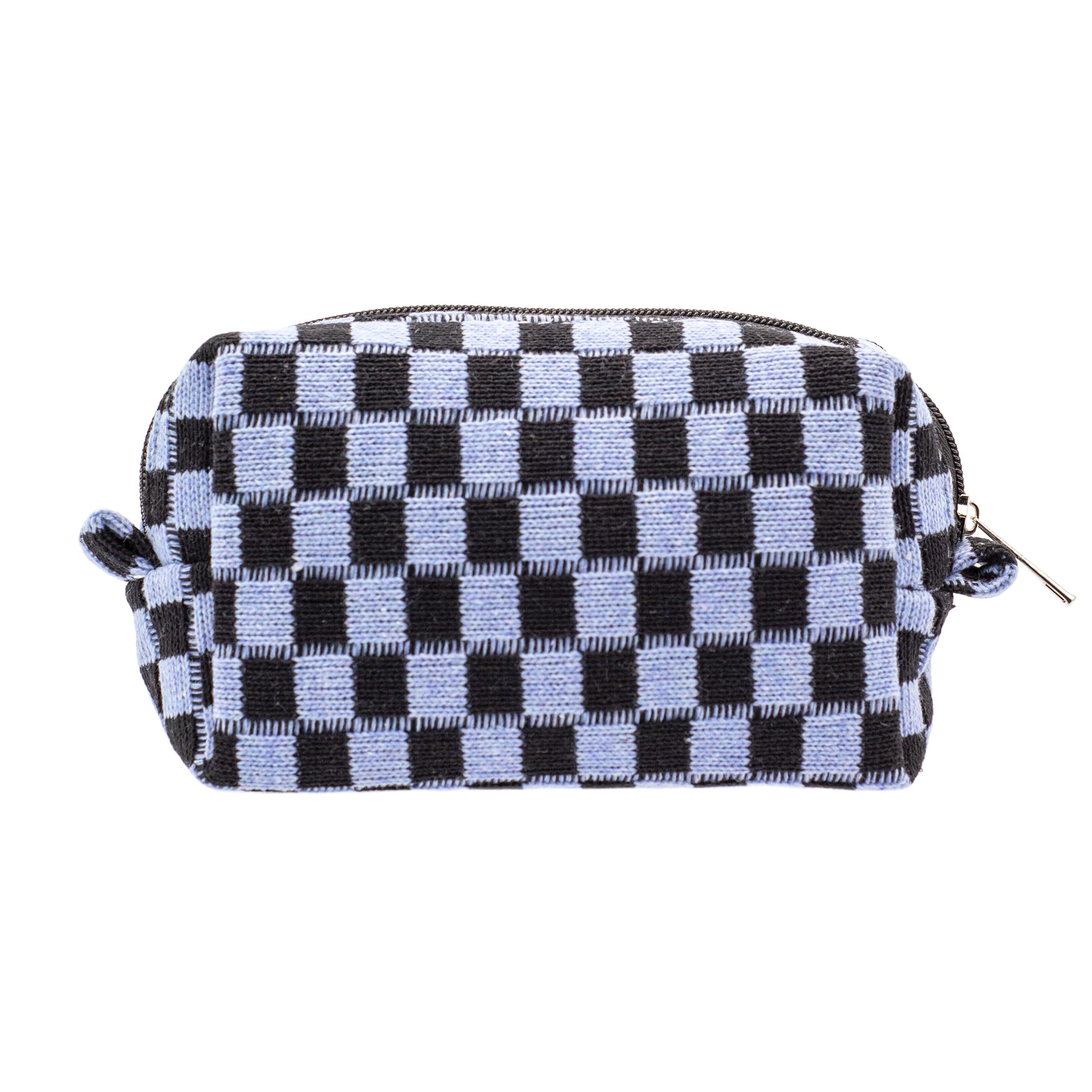 PAZIMIIK bolsa de maquillaje a cuadros vista frontal, ideal para organización rápida.