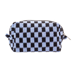 PAZIMIIK bolsa de maquillaje a cuadros vista frontal, ideal para organización rápida.