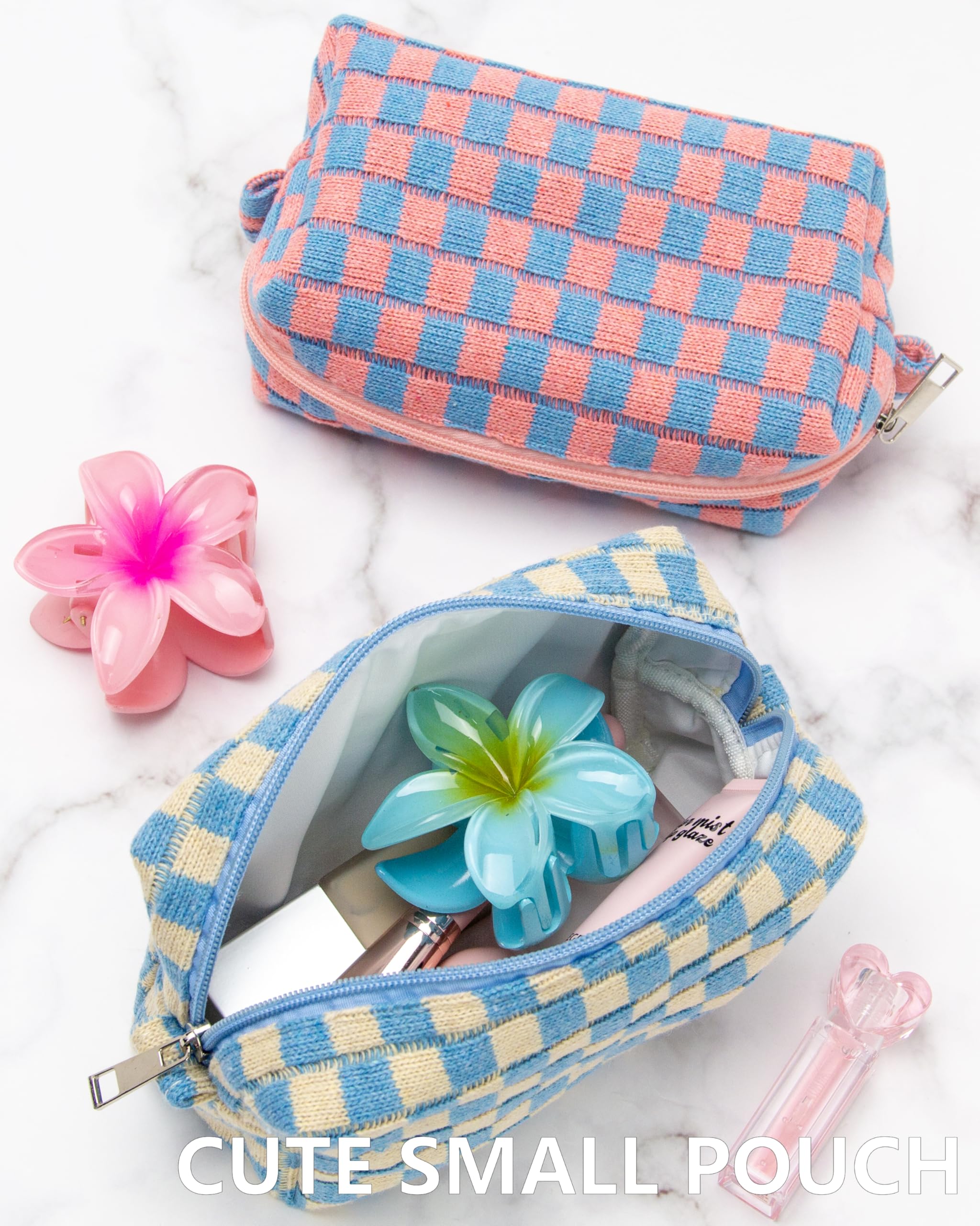 PAZIMIIK bolso maquillaje azul-beige detalle, acabado elegante para transporte.