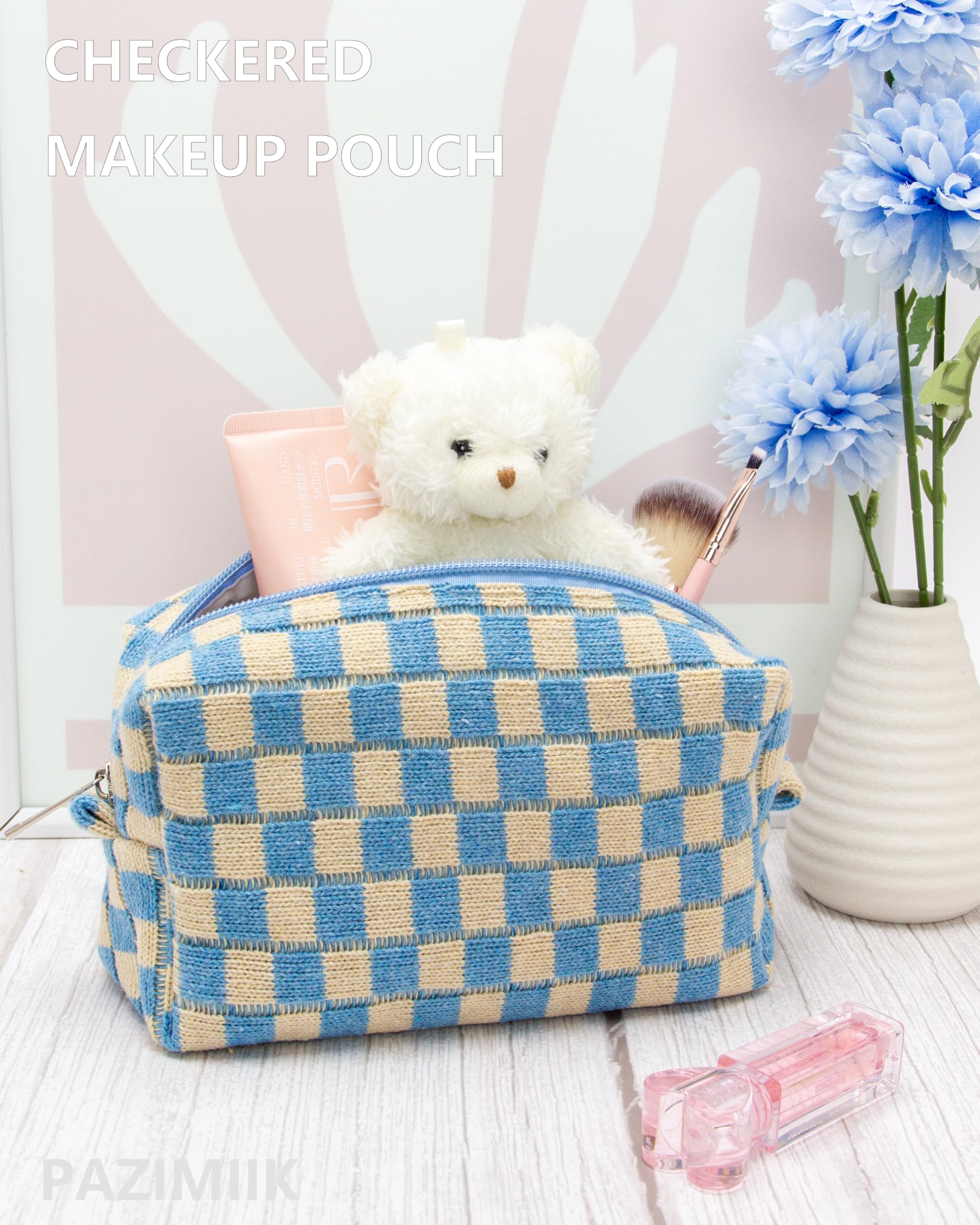 PAZIMIIK bolso maquillaje cierre metálico, acabado chic y seguro para tus productos.
