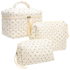 PAZIMIIK bolso de maquillaje grande acolchado de algodón, ideal para viajes y organización.