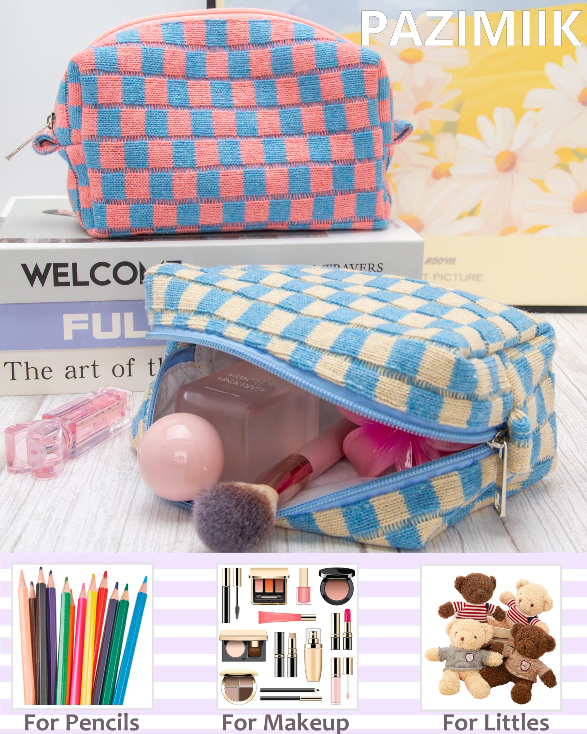 PAZIMIIK bolso maquillaje interior amplio, facilita ordenar productos de belleza.