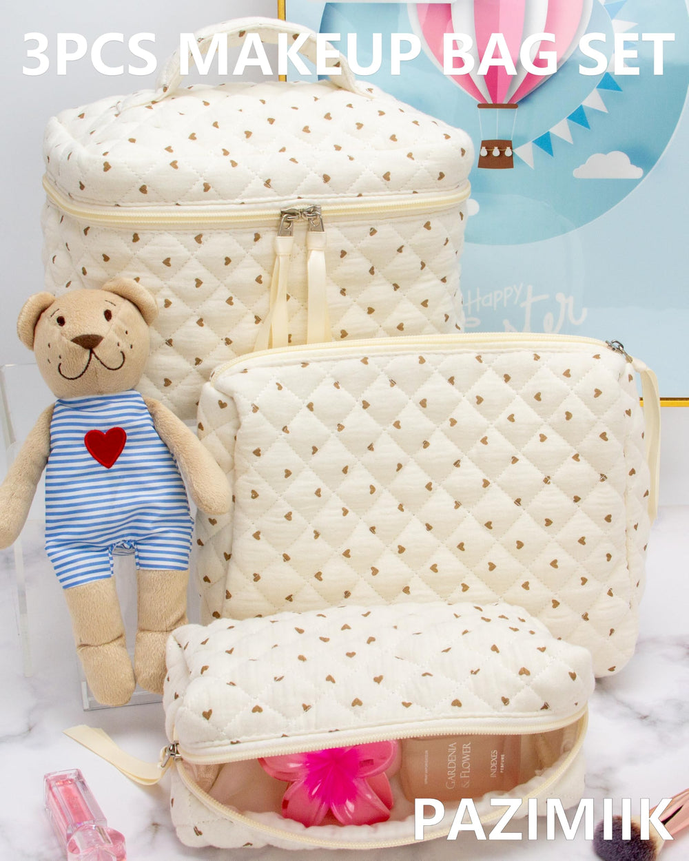 PAZIMIIK organizador con bolsillo de malla, perfecto para brochas y artículos pequeños.