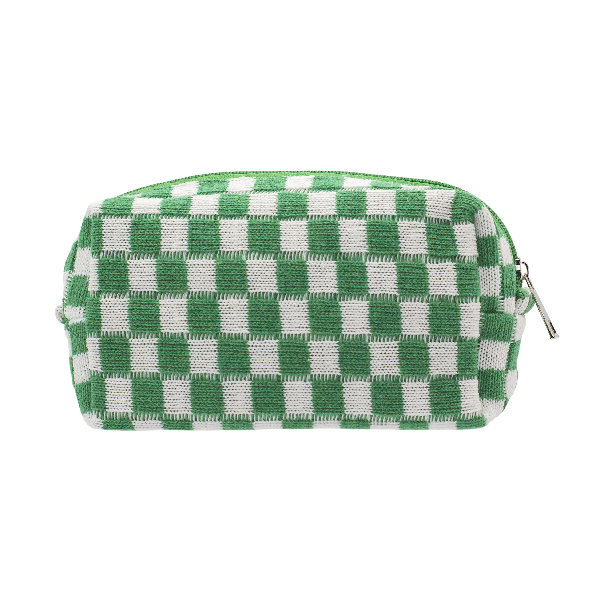 PAZIMIIK bolsa de maquillaje a cuadros, ideal para viajar ligera.