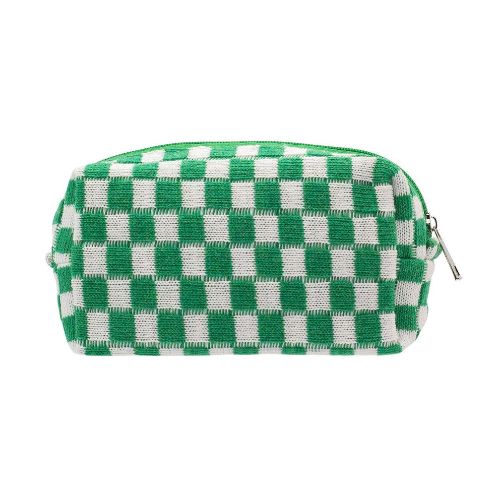 PAZIMIIK bolsa de maquillaje a cuadros, ideal para viajar ligera.