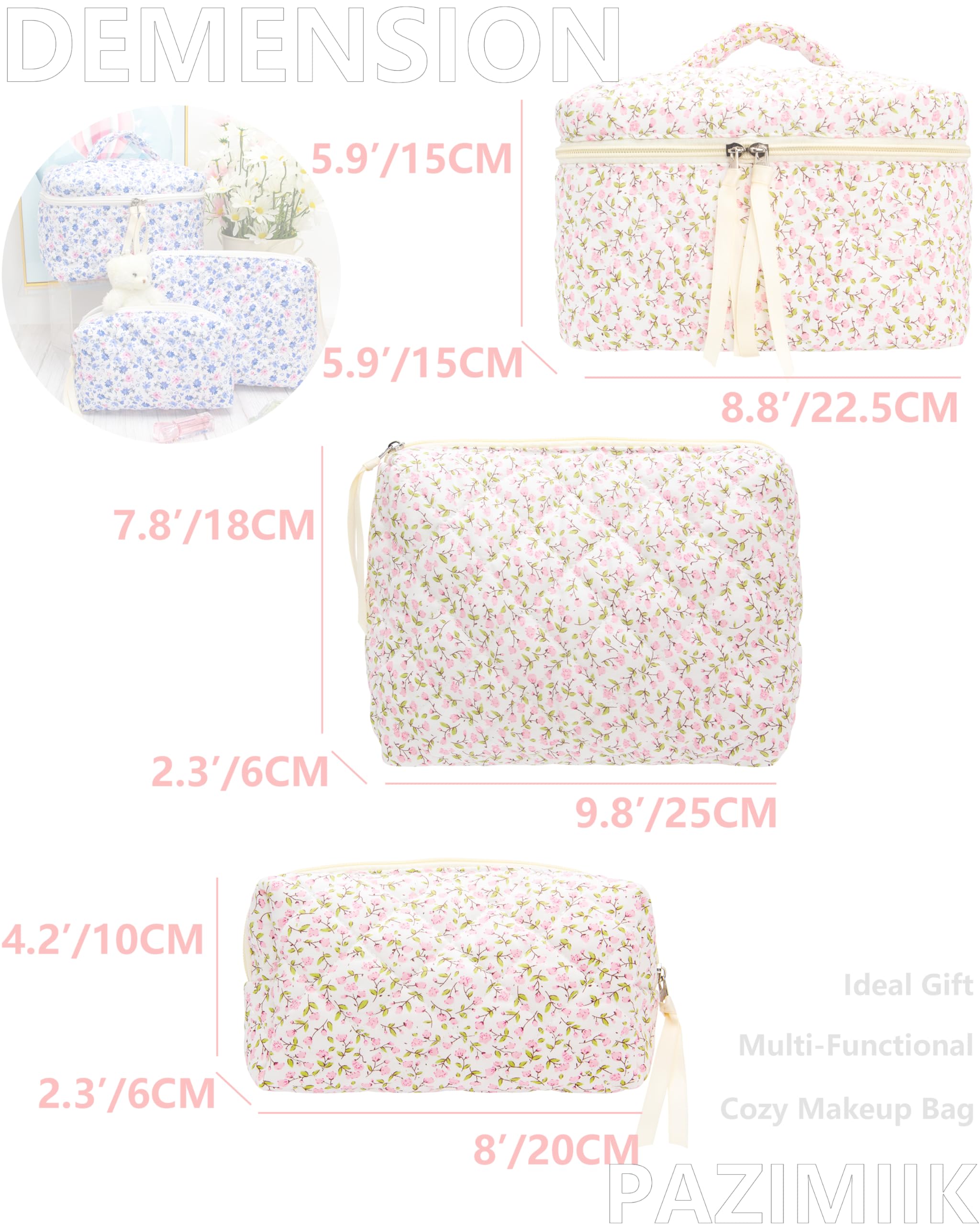 PAZIMIIK bolsa maquillaje con bolsillo de malla para brochas y labiales.