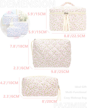 PAZIMIIK bolsa maquillaje con bolsillo de malla para brochas y labiales.
