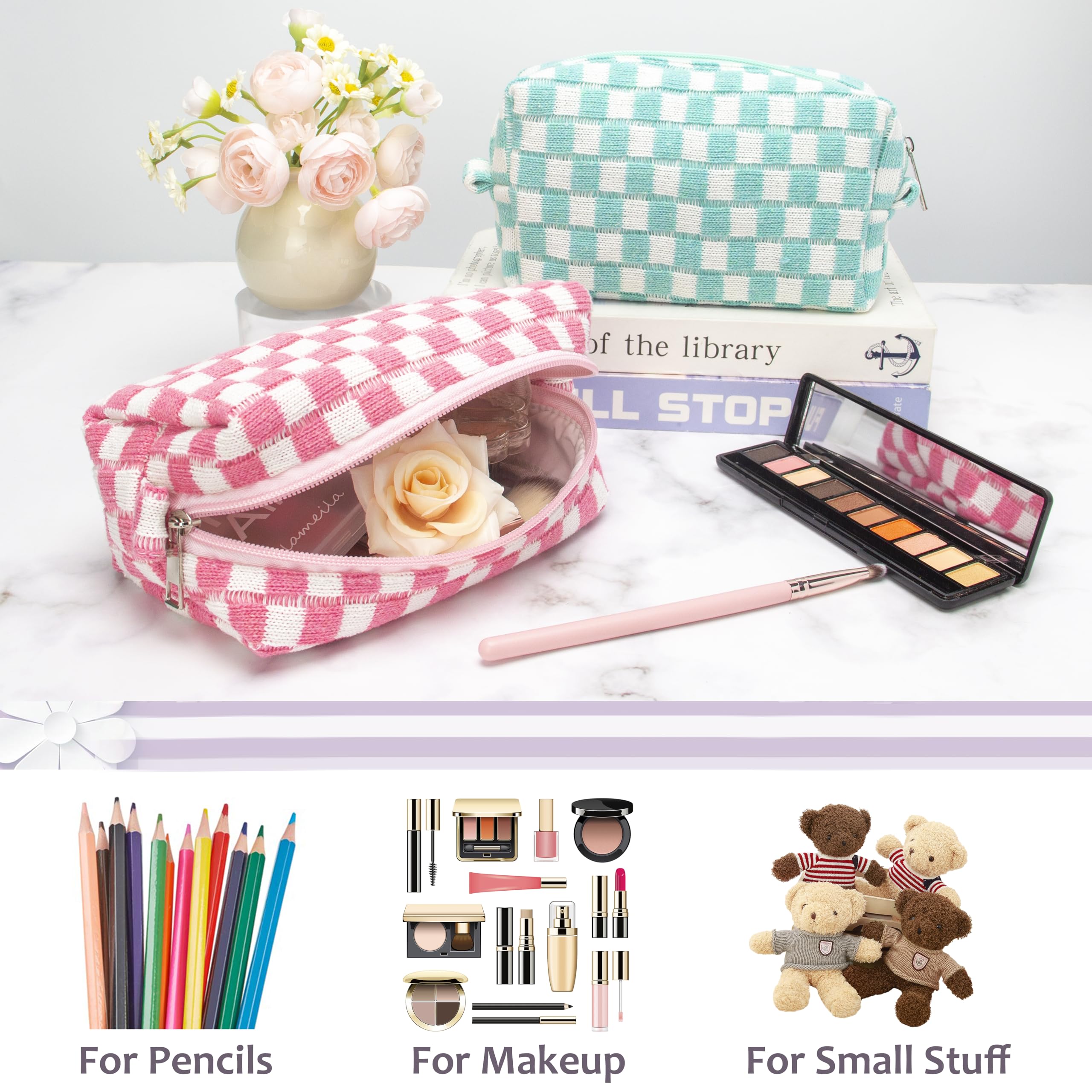 PAZIMIIK bolso maquillaje compartimento único para organizar productos.