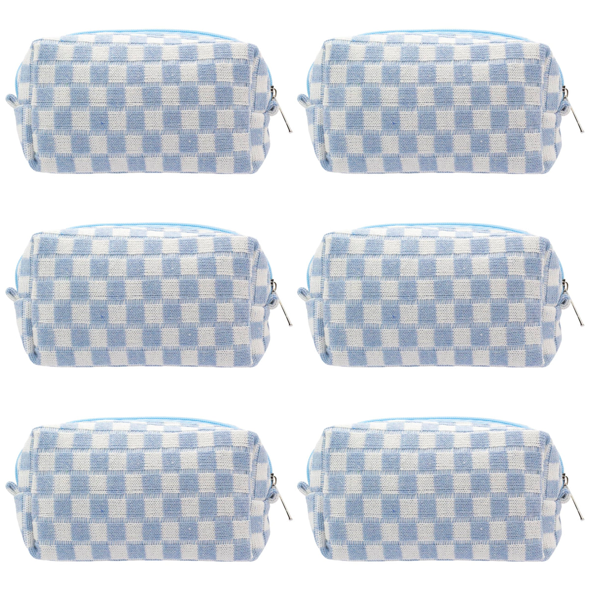 PAZIMIIK bolsa de maquillaje con cuadros azules para viaje y organización diaria