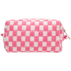 PAZIMIIK bolsa maquillaje cuadros rosados ideal para viaje y organización.