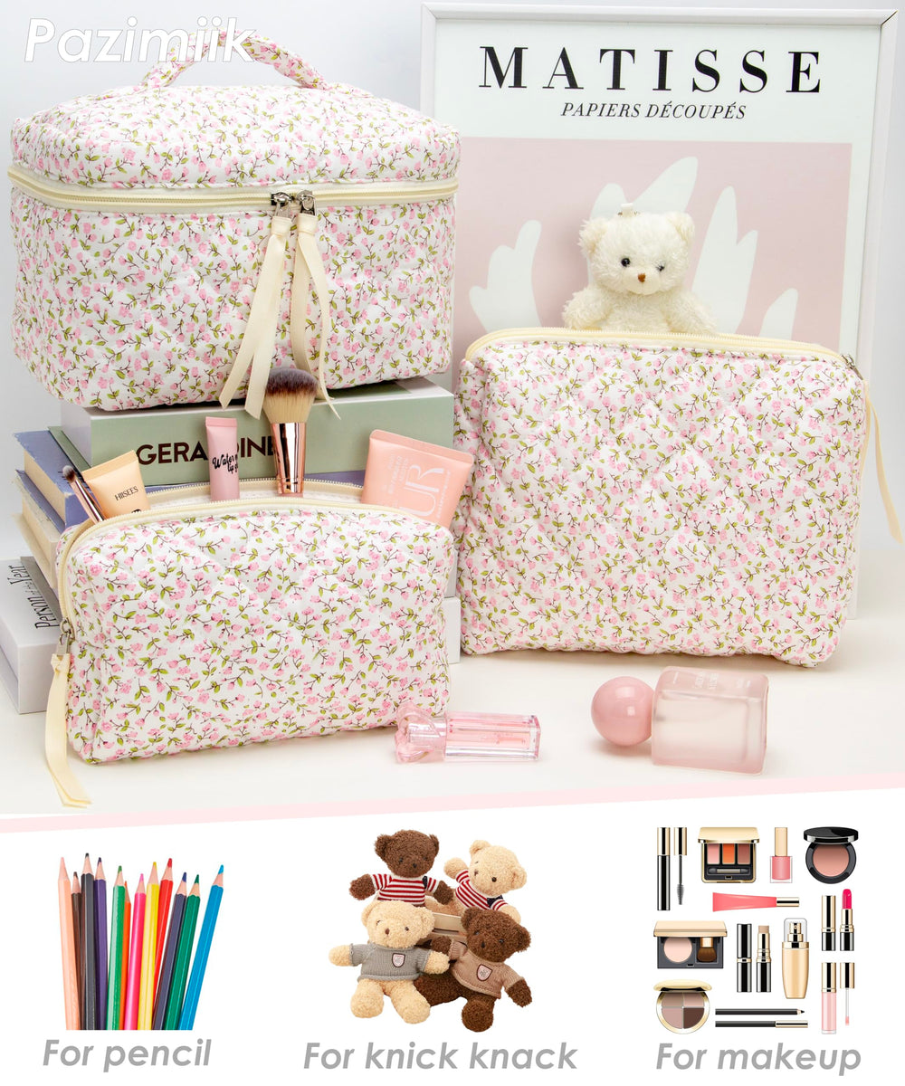 PAZIMIIK diseño floral rosa, ideal para bolsos y tocador.