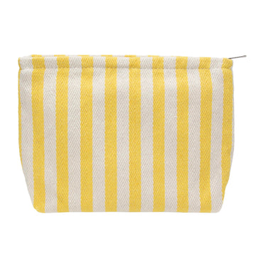 PAZIMIIK bolsa de maquillaje grande con rayas amarillas para viaje y organización.