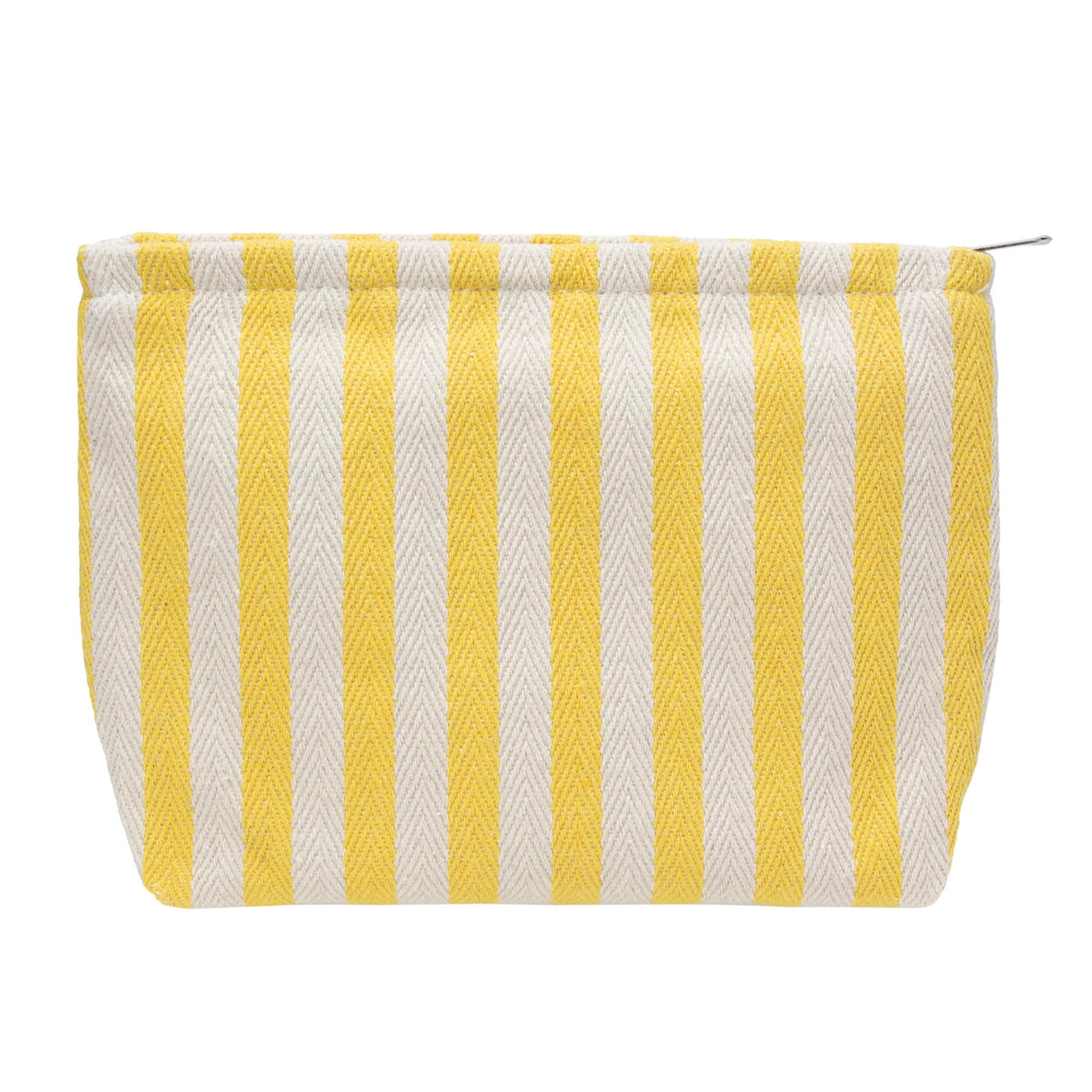PAZIMIIK bolsa de maquillaje grande con rayas amarillas para viaje y organización.
