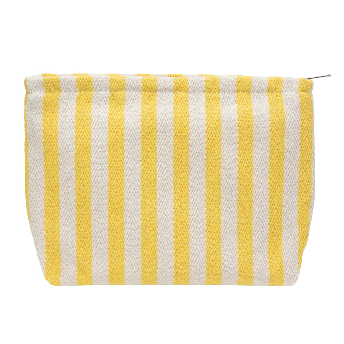 PAZIMIIK bolsa de maquillaje grande con rayas amarillas para viaje y organización.