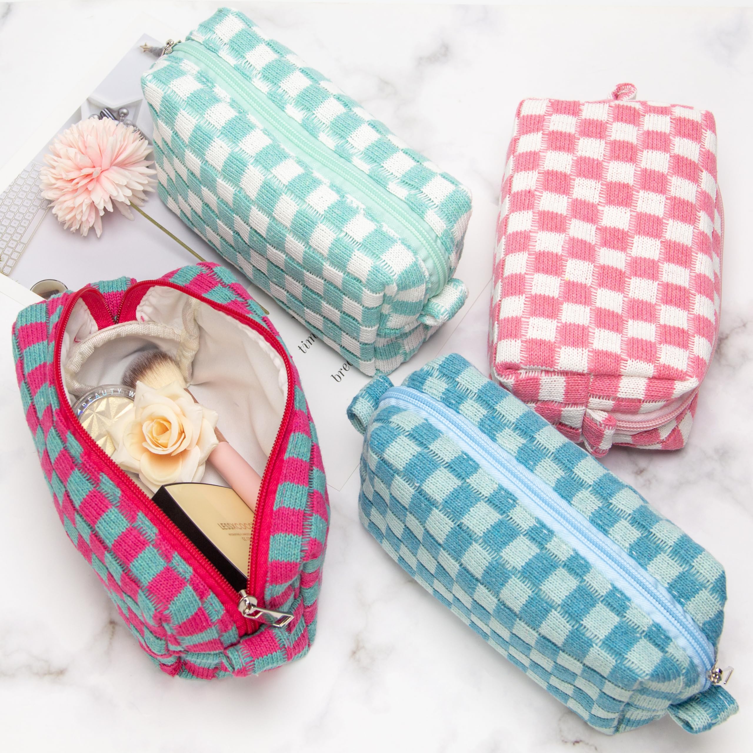 PAZIMIIK bolso cuadriculado para organizar cepillos y sombras.