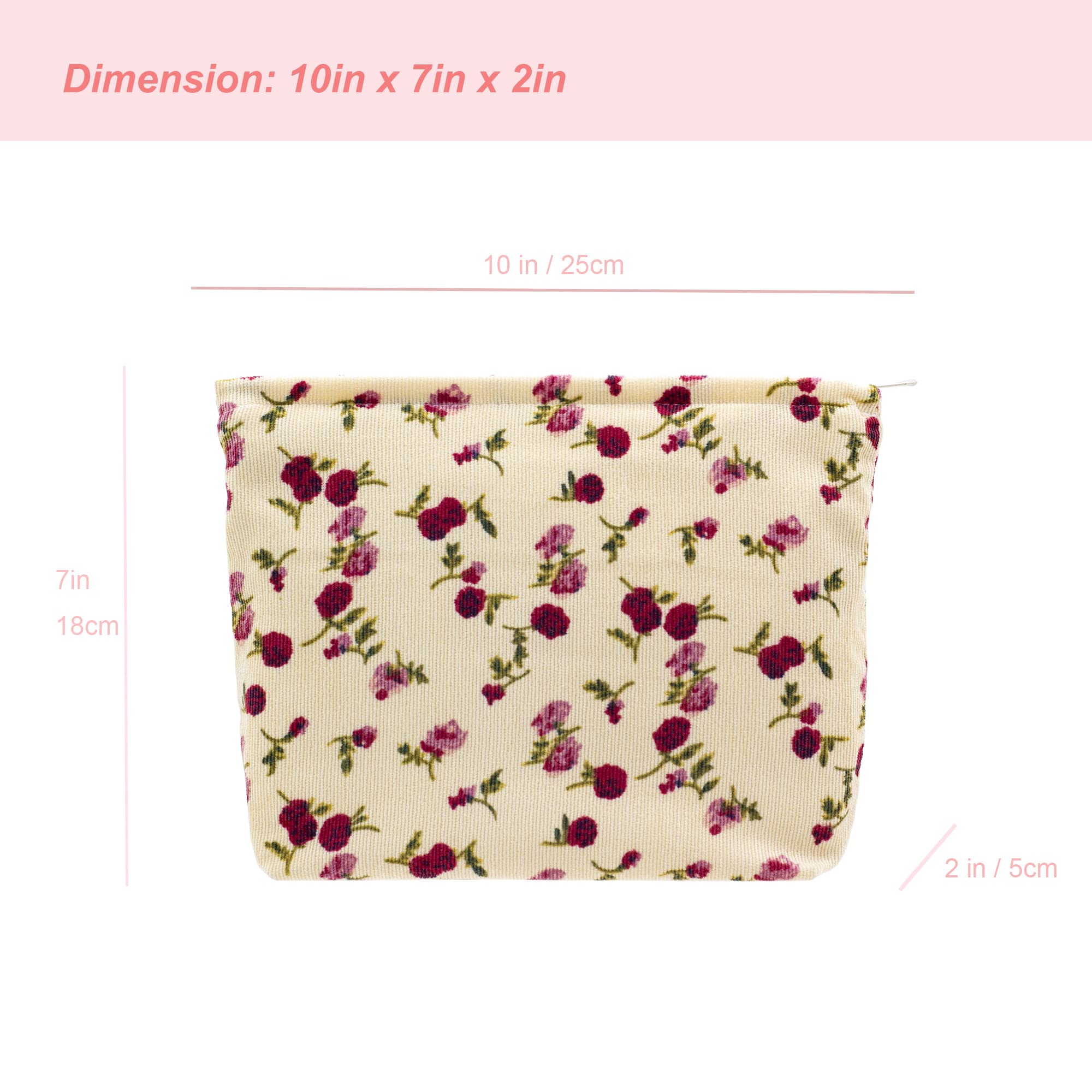 PAZIMIIK bolsa de maquillaje de pana con cremallera brillante, protección para tus objetos.