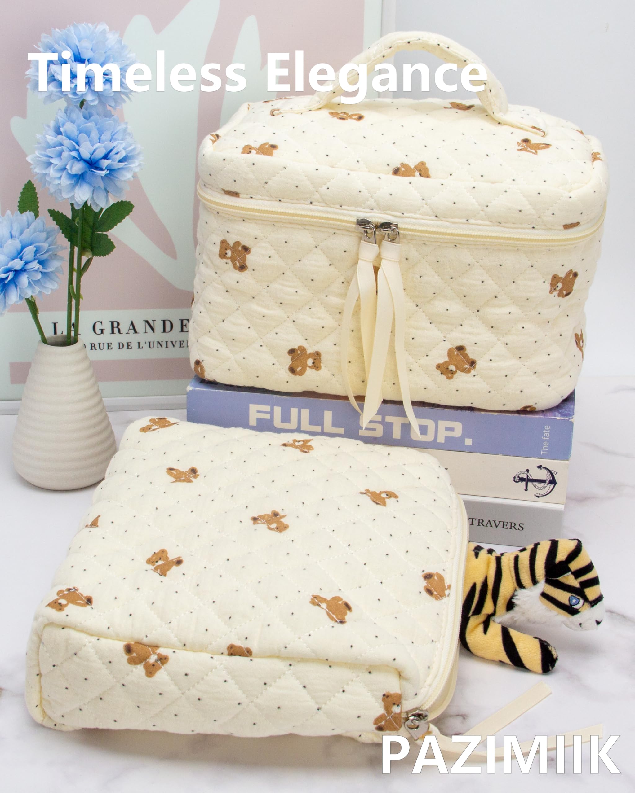 PAZIMIIK bolsa de maquillaje acolchada, portable para viajar con facilidad.