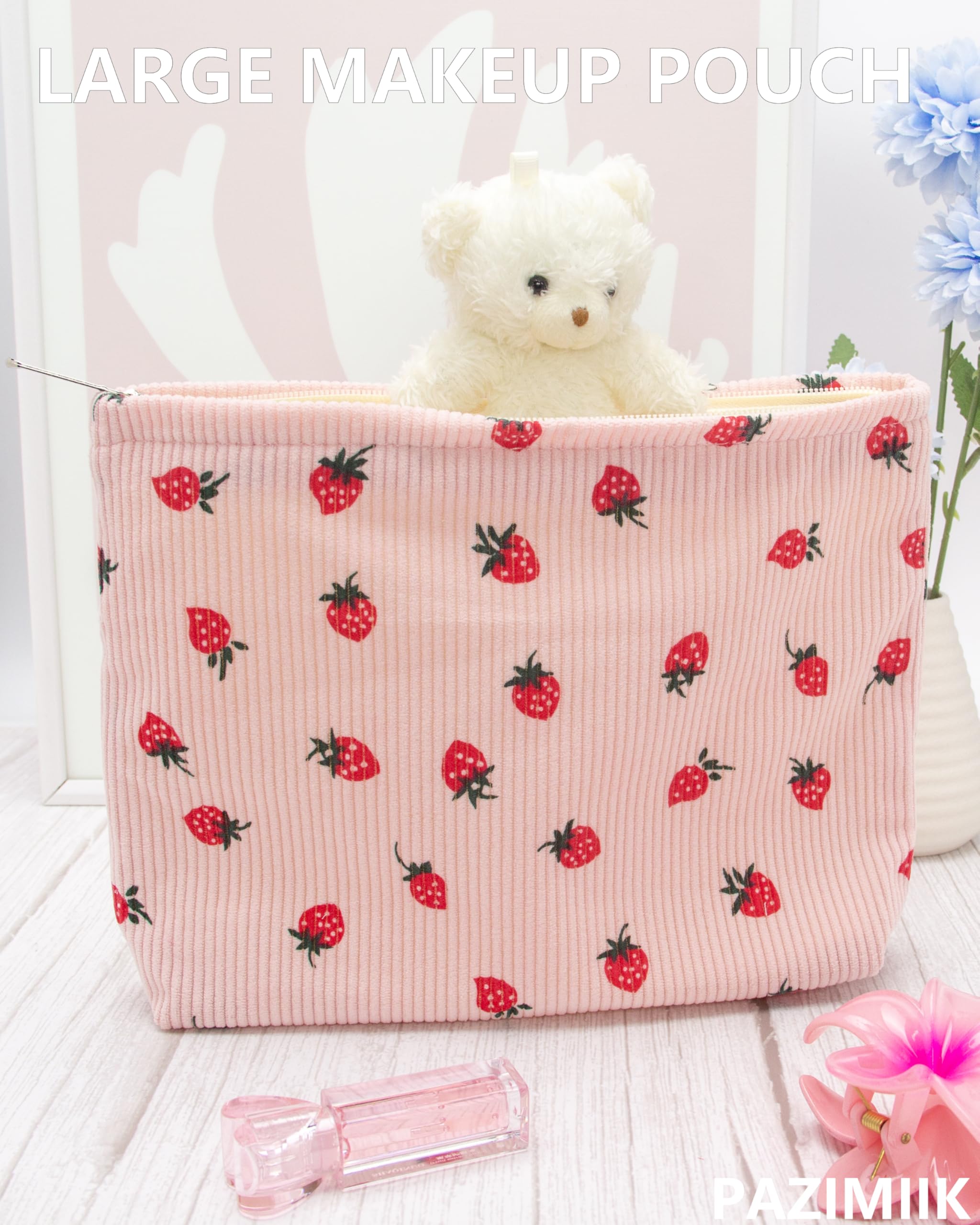 PAZIMIIK Bolsa de maquillaje con tela suave repelente de agua para viajes diarios