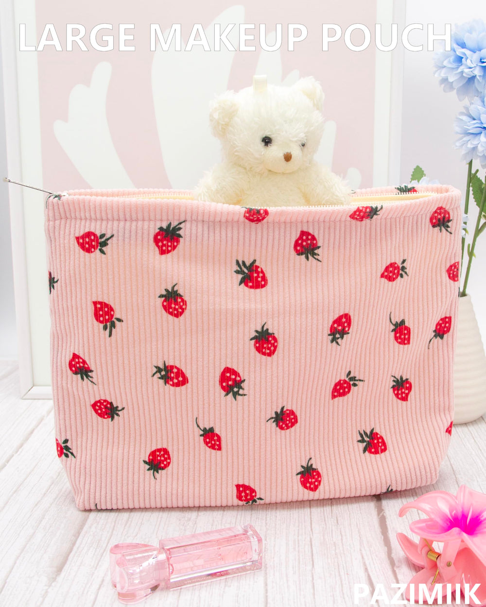 PAZIMIIK Bolsa de maquillaje con tela suave repelente de agua para viajes diarios