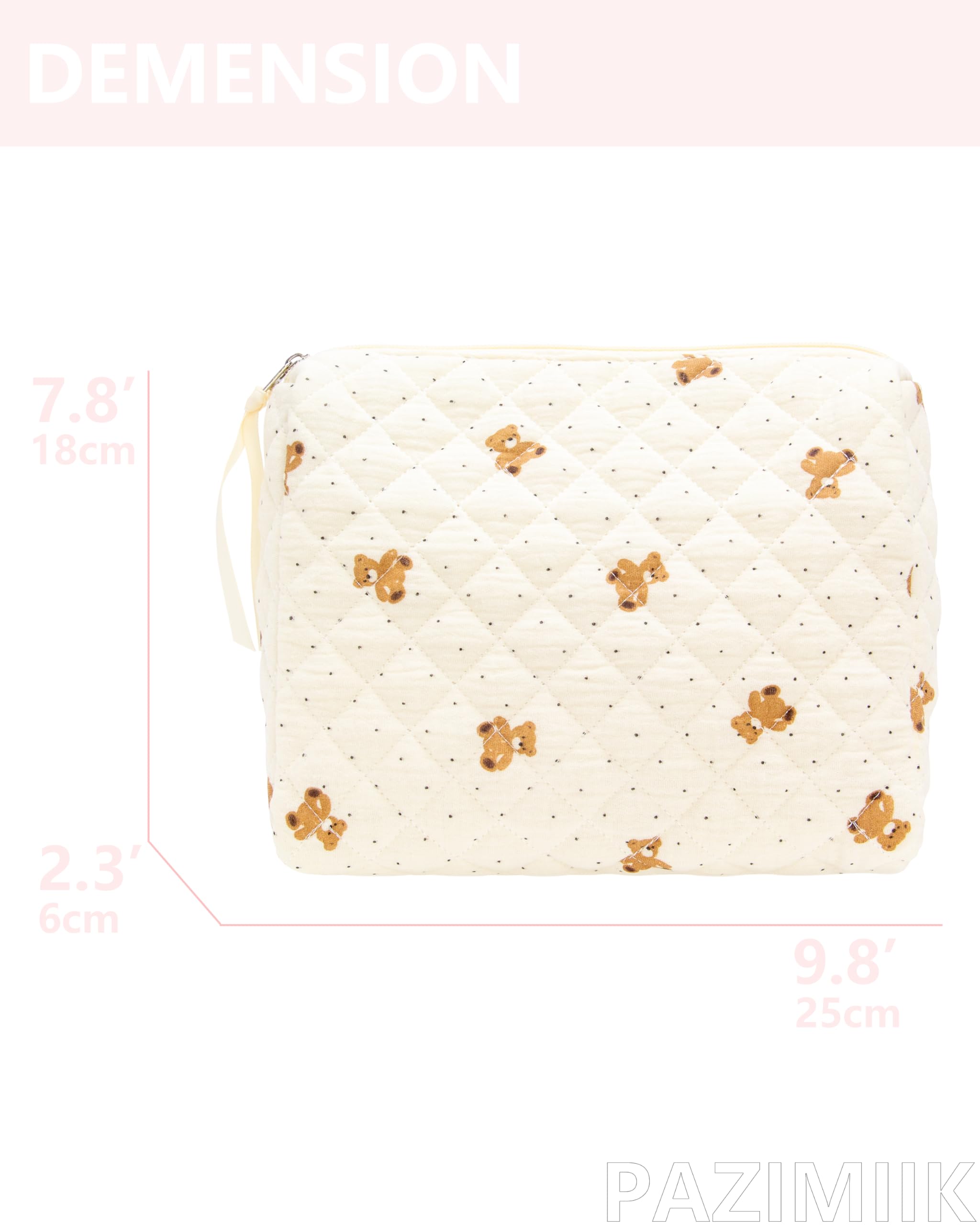 PAZIMIIK bolsa de maquillaje acolchada, textura suave y elegante.