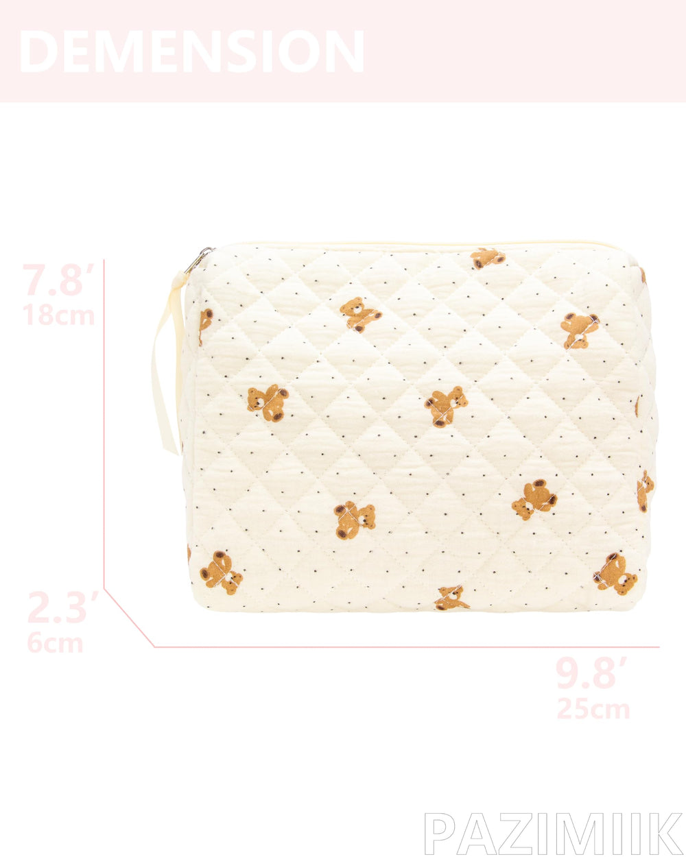 PAZIMIIK bolsa de maquillaje acolchada, textura suave y elegante.