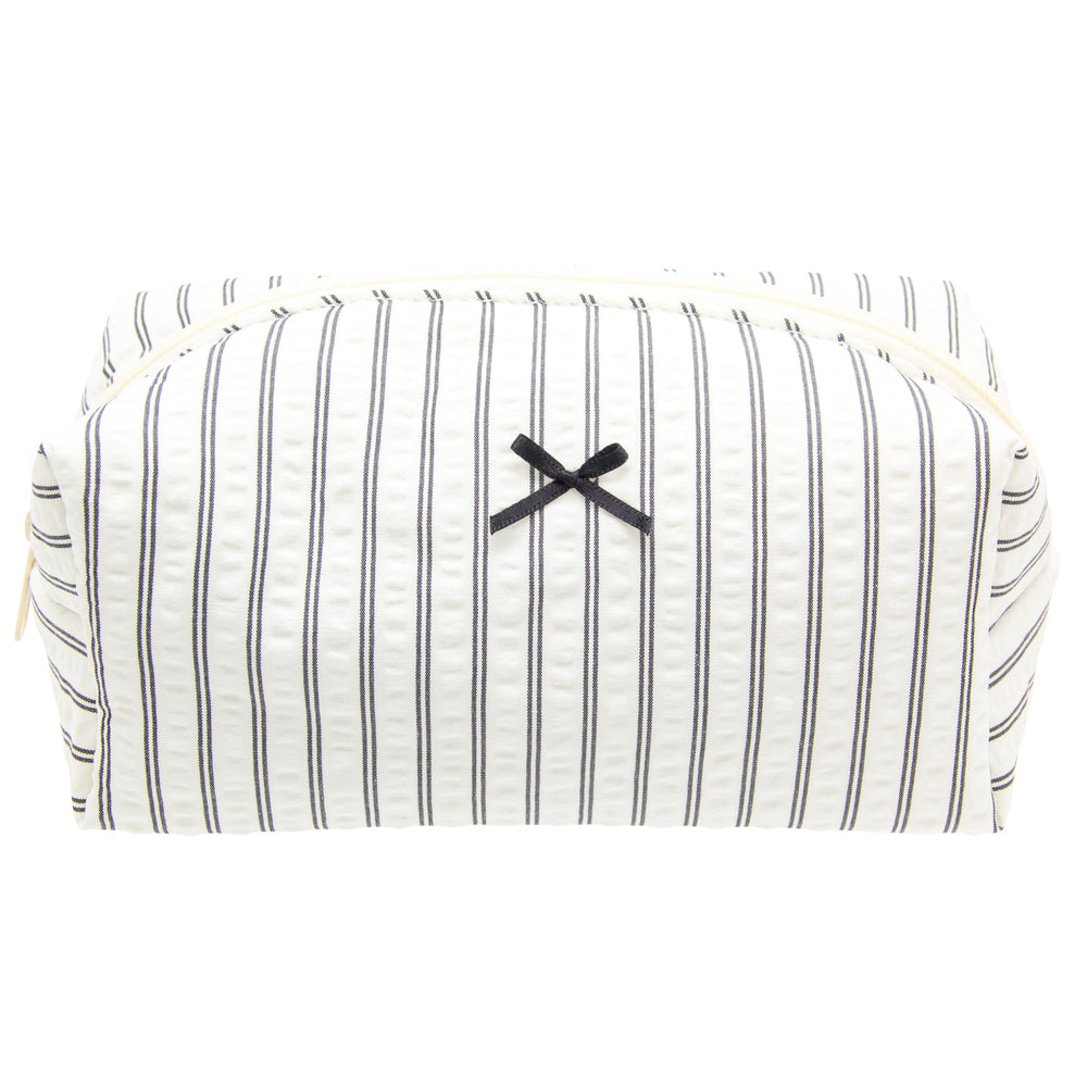 PAZIMIIK Cozy Bolso Maquillaje, vista frontal, stripe negro, ideal para viaje.