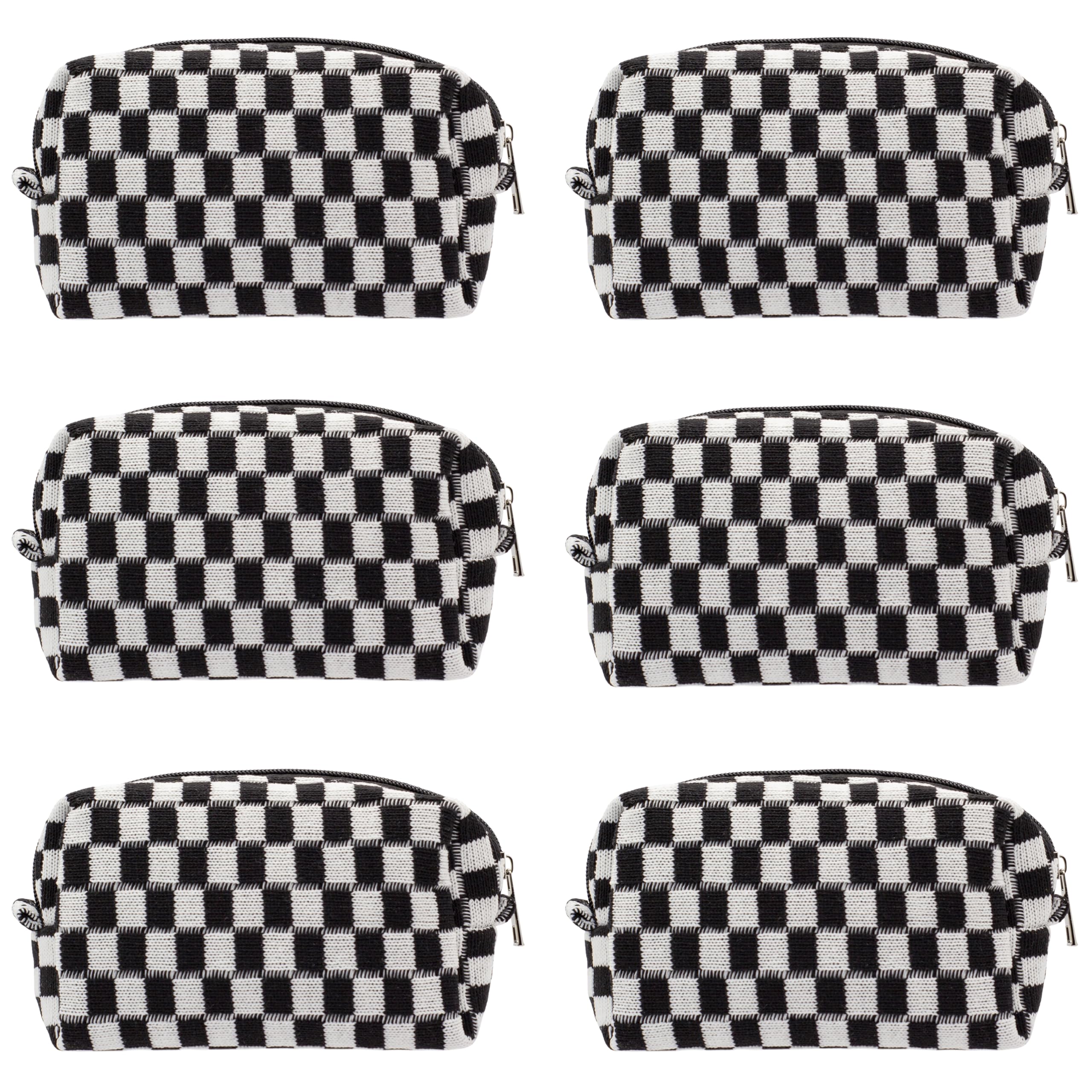 PAZIMIIK bolso de maquillaje a cuadros de 6 piezas, perfecto para viajar y organizar cosméticos.