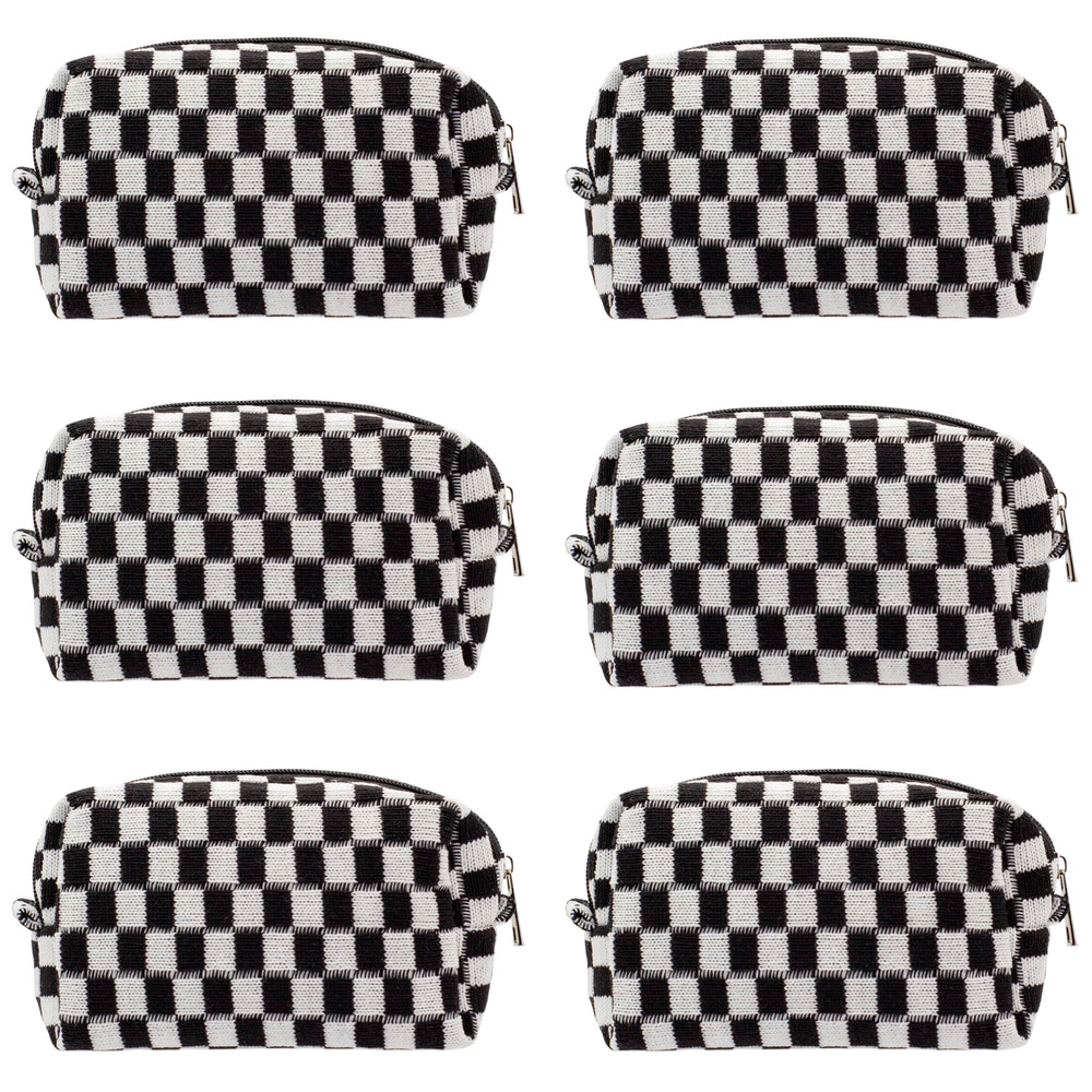 PAZIMIIK bolso de maquillaje a cuadros de 6 piezas, perfecto para viajar y organizar cosméticos.