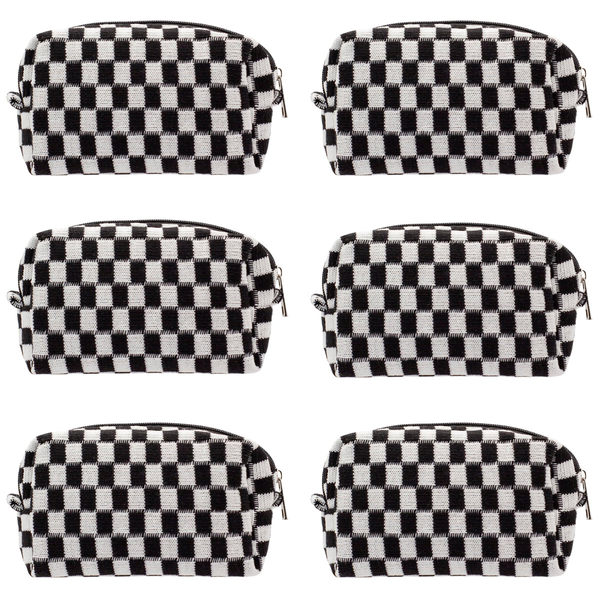 PAZIMIIK bolso de maquillaje a cuadros de 6 piezas, perfecto para viajar y organizar cosméticos.